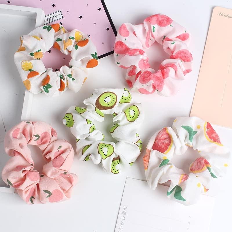 Spring Summer Floral Hair Scrunchies for Women with Soft and Silky Hair - 5 Pack; Cute Boho and stylish hair ties that make a strong Style Statement