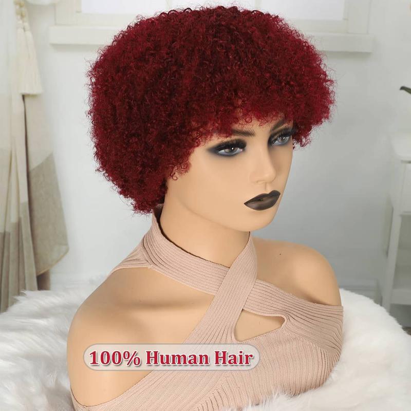 Onetide Hair Afro Kinky Curly Blonde Wig For Women 100% Human Hair Soft and Fluffy Glueless Wigs 80s Kinky Curly Wig Cosplay or Daily Use Wigs 180% Density Pixie Curl Afro Wig