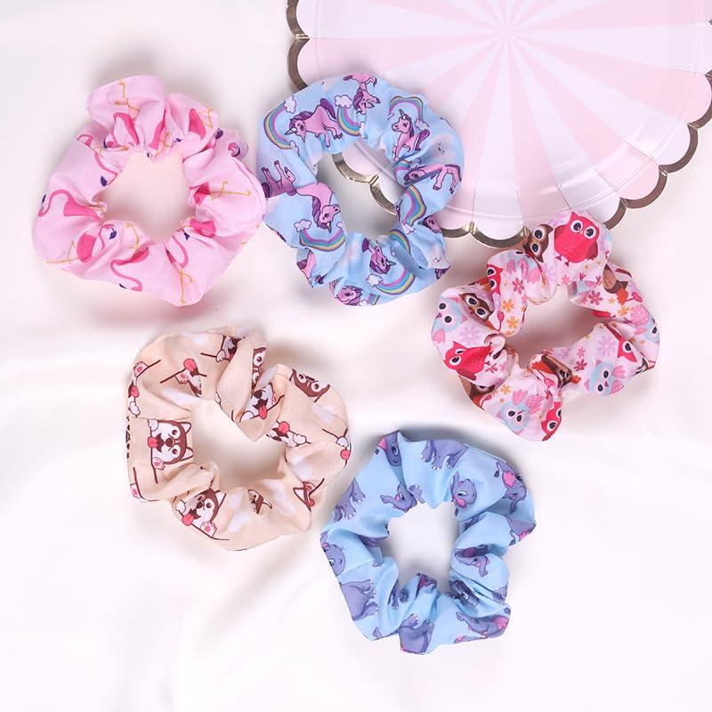 Spring Summer Floral Hair Scrunchies for Women with Soft and Silky Hair - 5 Pack; Cute Boho and stylish hair ties that make a strong Style Statement