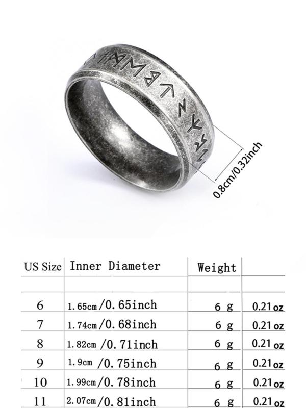 Vintage Letter Pattern Punk Promise Ring for Her & Him, Street Party Fashion Goth Accessories, Fashion Rings Jewelry Accessories for Men & Women