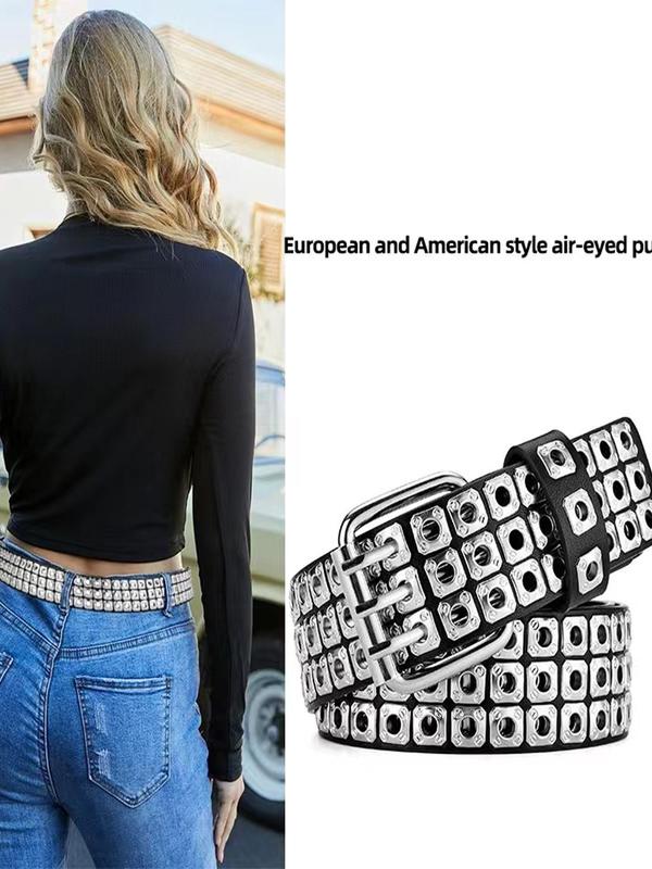 Punk Style Square Rivet Design PU Buckle Belt, Fashion Belt for Women for Daily Clothing Decor, Trendy All-match & Exquisite Belt for Birthday Gift