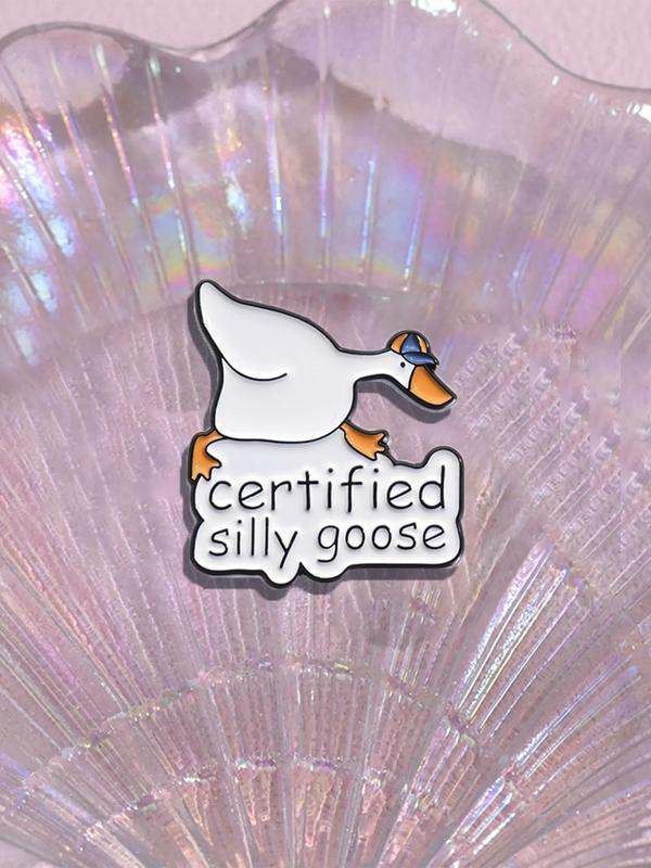 Summer Fashion Cute Goose Design Brooch, Fall Letter & Animal Design Brooch, Fashion Accessories for Men & Women Summer Clothing Decor for Back To School