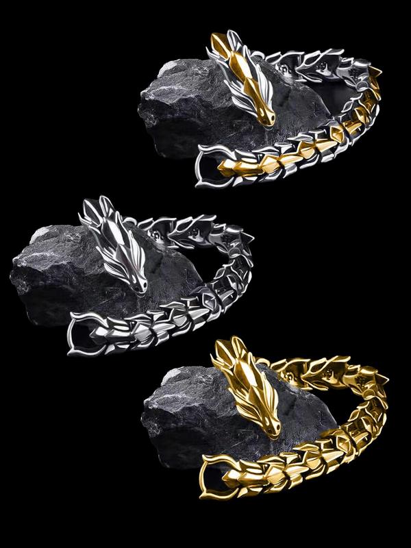 Vintage Dragon Design Bracelet, Punk Style Zinc Alloy Jewelry for Party, Daily Clothing Decor, Trendy All-match & Exquisite Jewelry for Birthday Gift