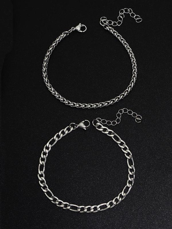 2024 Summer Men's Simple Plain Chunky Chain Link Bracelet, Fashion Cuban Chain Bracelet Kit, Casual Versatile Streetwear Jewelry Accessories