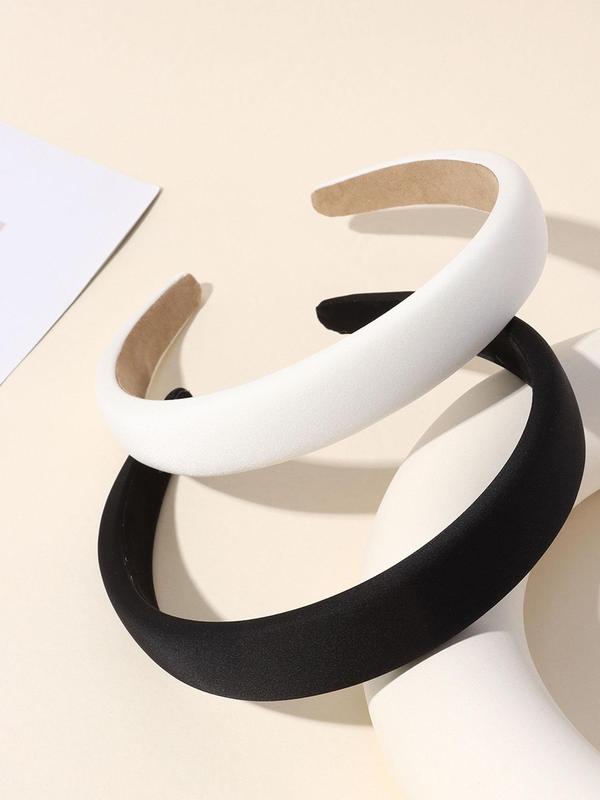 2pcs Simple Plain Satin Hair Hoop, Elegant Casual Versatile Hair Accessories For Women, Basic All-match Headwear For Daily Used, Washing Face, Shower, Skincare