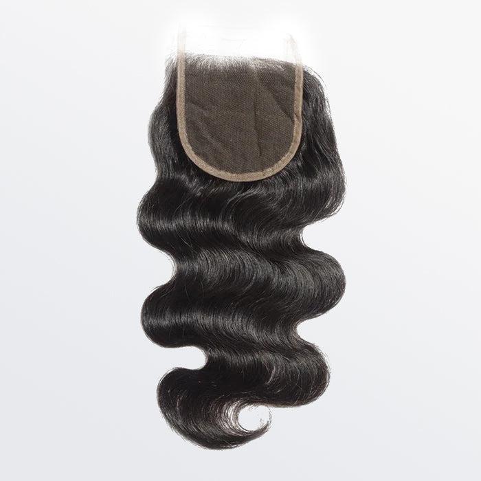 [Ashine] Free Parted Lace 4x4 Closure #1B Natural Black 100% Human Hair Pre Plucked Pre Bleached Pre Cut