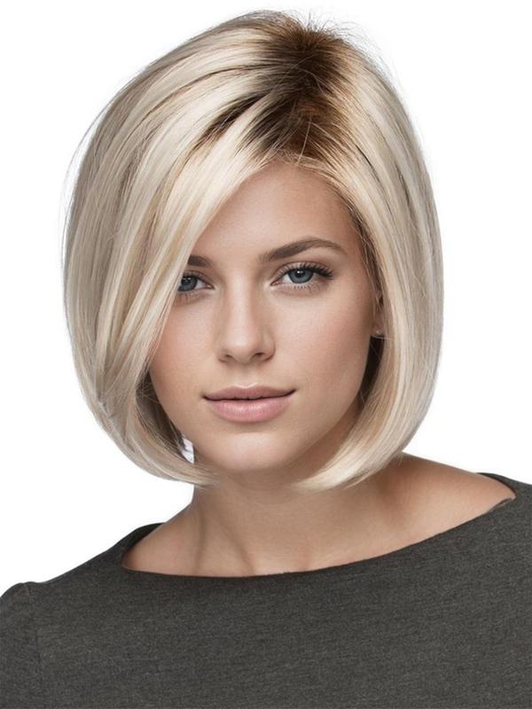 12 Inch Short Straight Bob Wig without Bangs for Women, Elegant Temperament Synthetic Hair for Daily Use & Party