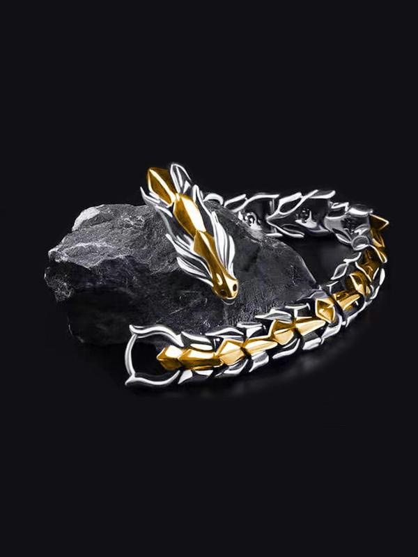 Vintage Dragon Design Bracelet, Punk Style Zinc Alloy Jewelry for Party, Daily Clothing Decor, Trendy All-match & Exquisite Jewelry for Birthday Gift