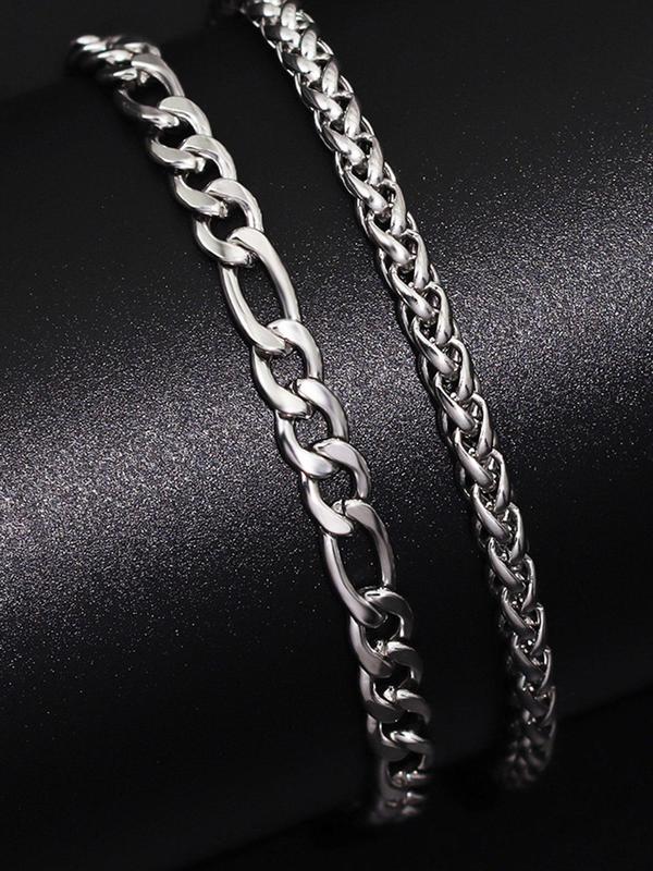 2024 Summer Men's Simple Plain Chunky Chain Link Bracelet, Fashion Cuban Chain Bracelet Kit, Casual Versatile Streetwear Jewelry Accessories