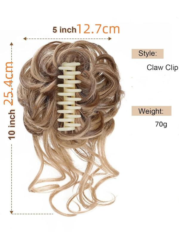 Women's Curly Hair Bun with Hair Claw, Messy Bun Hairpiece for Daily Use Summer 2024, Synthetic Hair Extensions Invisible Seamless Natural Hairpieces for Adding Hair Volume for Women