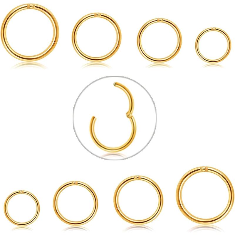 MILACOLATO 6-8 Pcs 6-12mm Stainless Steel 16g 18g Cartilage Hoop Earrings for Men Women Nose Ring Helix Septum Couch Daith Lip Tragus Piercing Jewelry Set Daily