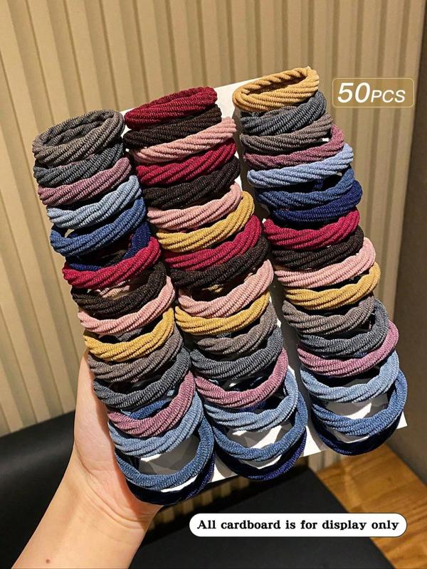 Solid Color Hair Tie, High Stretch Hair Tie, Casual Simple Hair Accessories for Women & Girls, Minimalist Headwear Suitable for Thick Hair