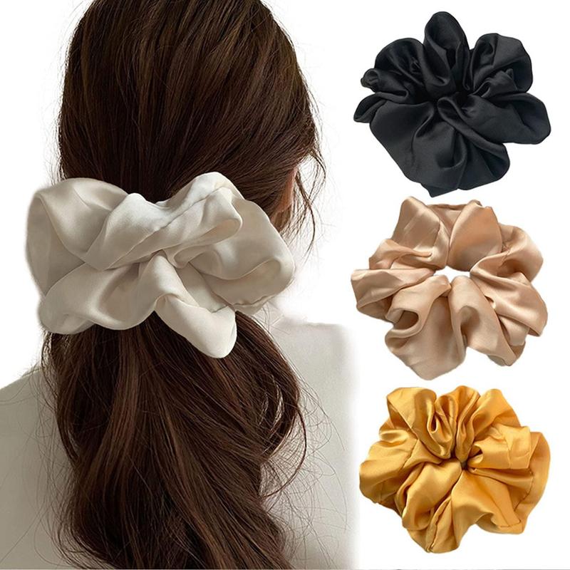 Large Satin Scrunchies Scrunchies  Scrunchies Sleeping Giant Scrunchie No Damage Big Satin Silk Scrunchies for Women(A)