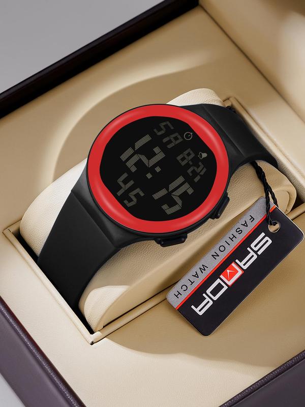 Men's Fashion Digital Watch, Casual Sporty Digital Watch with Luminous Dial & Alarm Mode, Waterproof Electronic Watch with Box