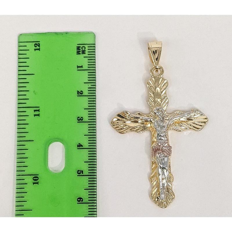 Plated Tri-Color Cross Pendant