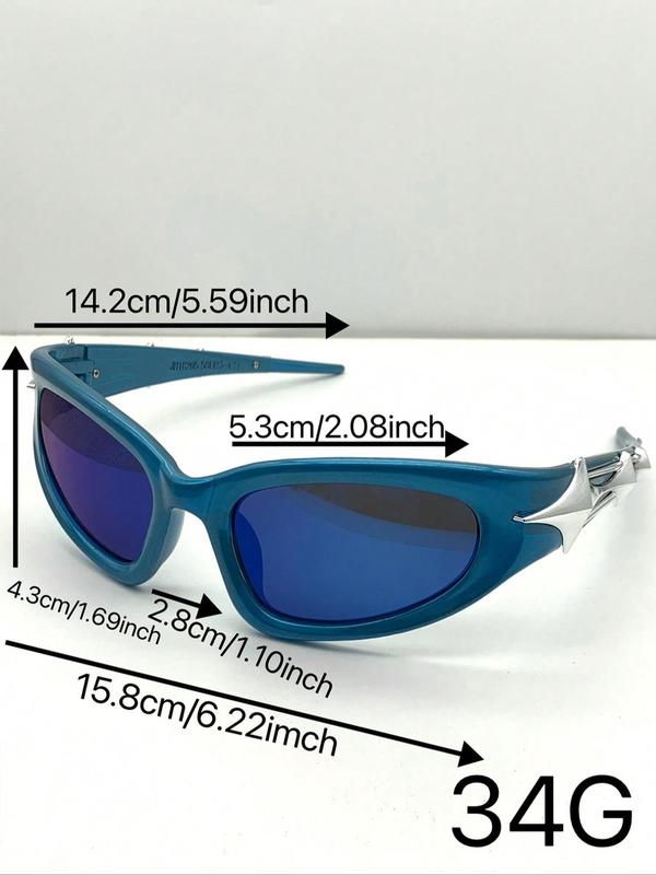 Vintage Y2k Star Decor  Wrap Around Sunglasses, 2024 New Style Trendy Casual Sun Protection Sunglasses for Women & Men, Fashion Accessories for Everyday Use and Outdoor Activities