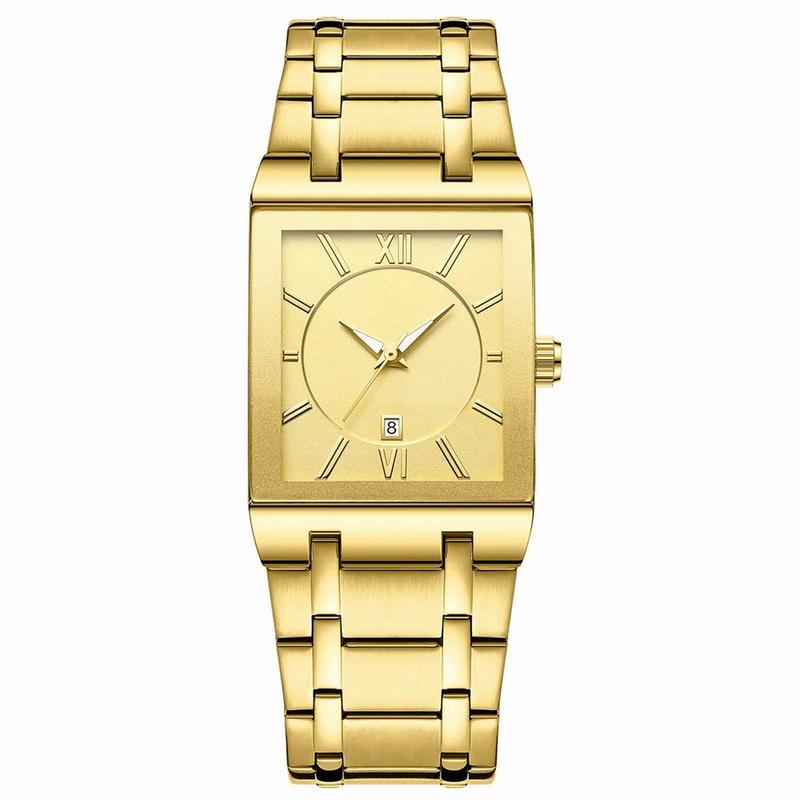 Square Watches For Men And Women Stainless Steel Mens Square Watch With Date Analog Quartz Fashion Vibration Alarm Watch