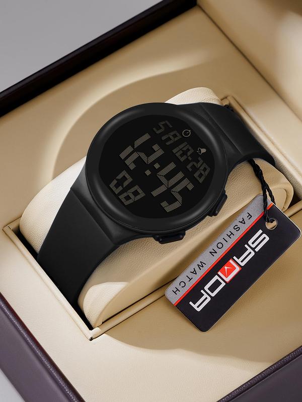 Men's Fashion Digital Watch, Casual Sporty Digital Watch with Luminous Dial & Alarm Mode, Waterproof Electronic Watch with Box