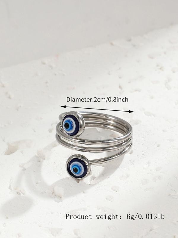 Women's Boho Street Trend Evil Eye Cuff Ring, Trendy Vintage Retro Cuff Ring, Gorgeous Fashionable Jewelry As Birthday Gift for Girlfriend