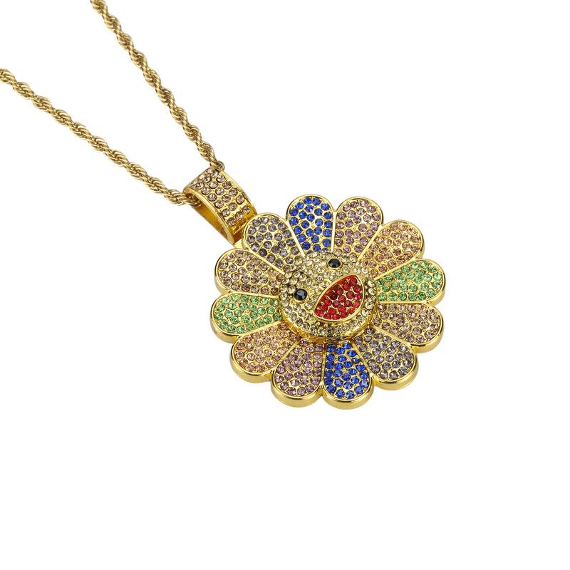 Sunflower Shiny Necklace Women's Original Fashion Men's Couple Jewelry Rotating Jewelry gertiepink nosering letter necklace tattoo  necklace street jewelry