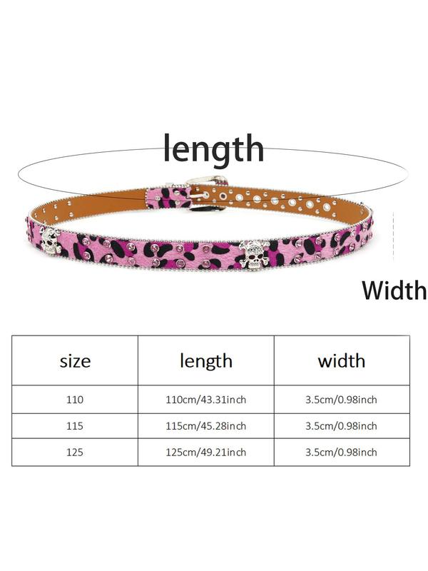 Fashion Colorblock Rhinestone Decor Belt, Punk Style Belt for Men & Women, Trendy All-match & Exquisite Belt for Daily & Party Clothing Decoration