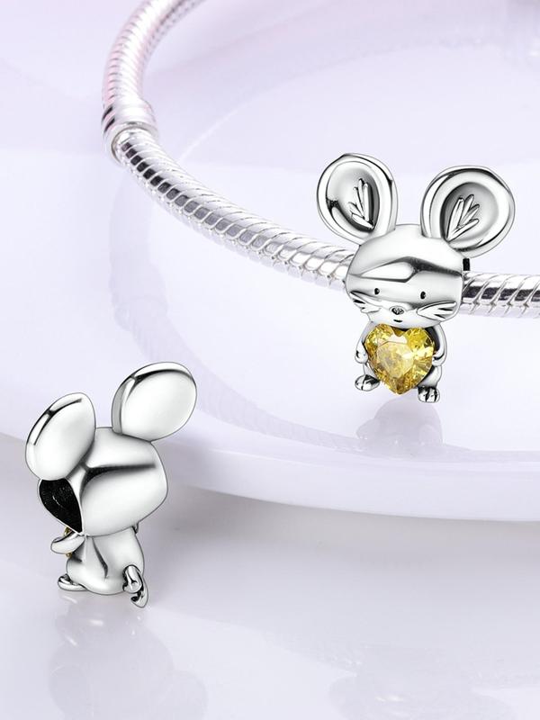 Cute Mouse Design Rhinestone Decor Pendant, Animal Shaped Pendant for DIY Jewelry Making, Fashion Accessories for Women & Girls