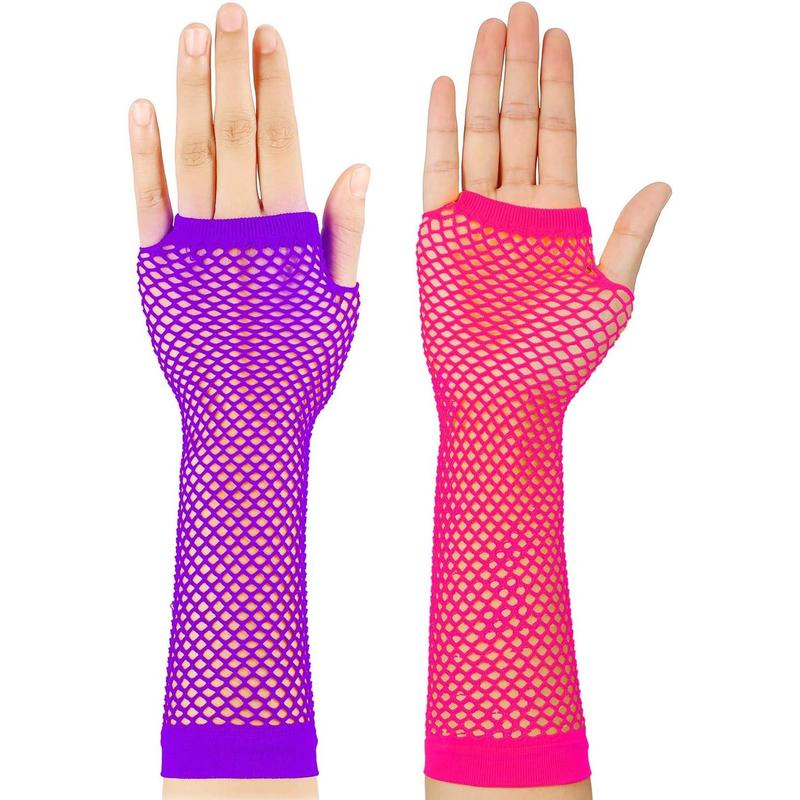 12 Pairs Fishnet Gloves Fingerless Neon Gloves for Women men 80s Party Costume Accessories Supplies