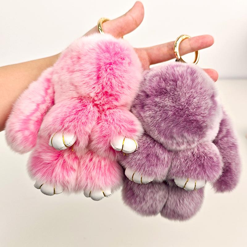 BunnyLulu Handmade Soft Bunny PomPom Keychain with Tin Box, Cute Charms for Phone Bag Car, Fashion Accessories, Gifts for Halloween Christmas Holiday