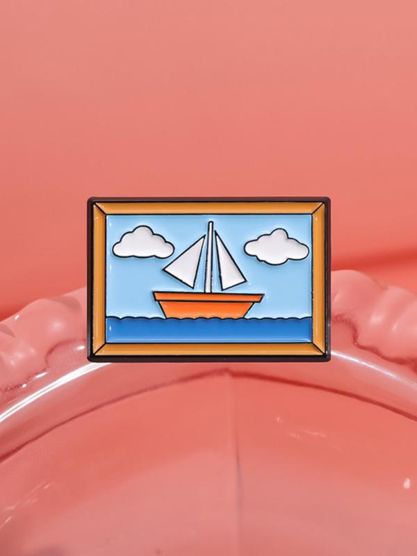 Sailboat Design Brooch, Cute Sailboat Badge for Backpacks, Jeans, Scarves, Hats Decoration, Fashion Accessories for Women & Men