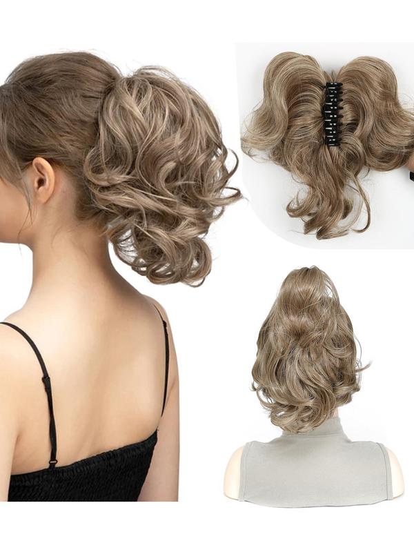 Ombre Ponytail Extension with Hair Claw,  Synthetic Hairpiece for Women, Hair Extensions for Party, Daily Use