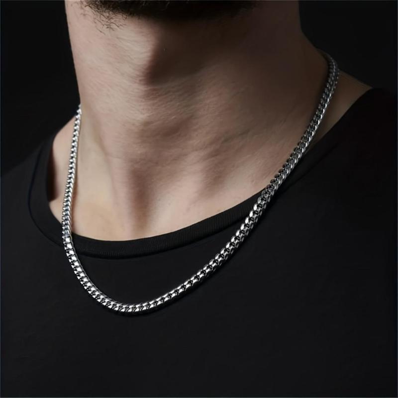 Chain Necklace with Gift Card & Gift Box, 1 Count Fashion Stainless Steel Necklace, Hip-hop Punk Rock NK Chain Gift for Men, Party Gift for Boyfriend