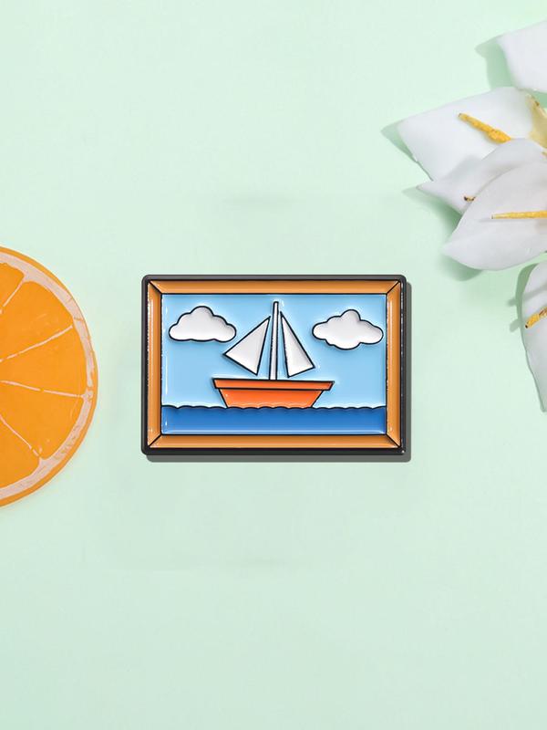 Sailboat Design Brooch, Cute Sailboat Badge for Backpacks, Jeans, Scarves, Hats Decoration, Fashion Accessories for Women & Men