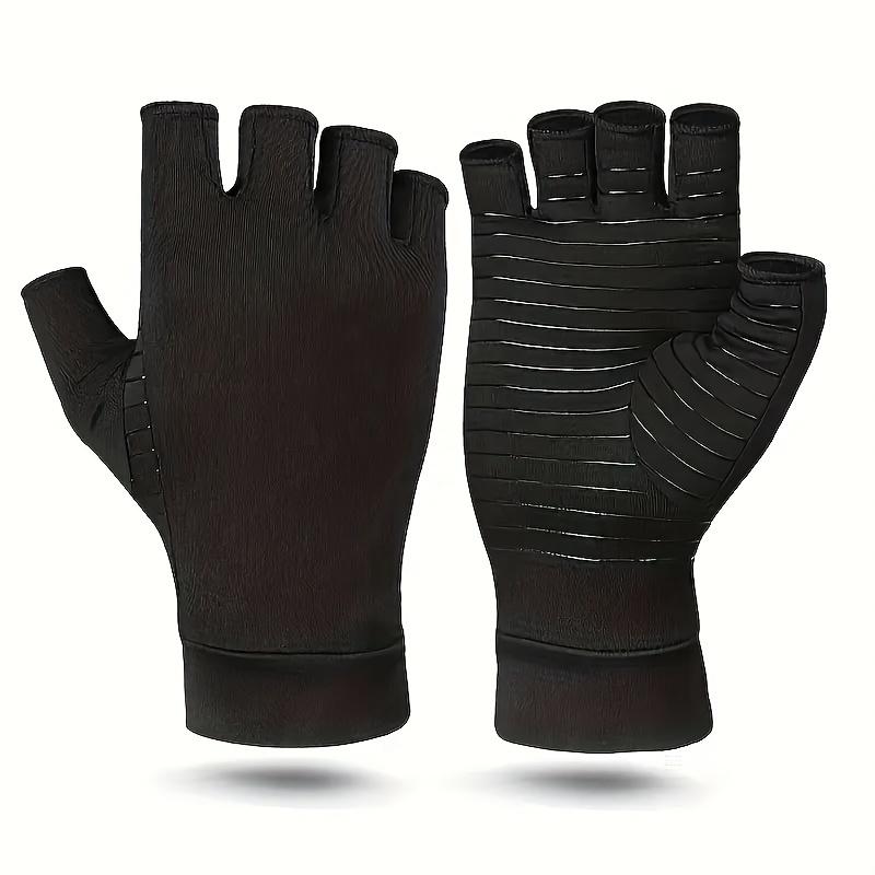 1 Pair Copper-Infused Compression Gloves for Typing & Daily Work - Fingerless Design, Hand Wash Only