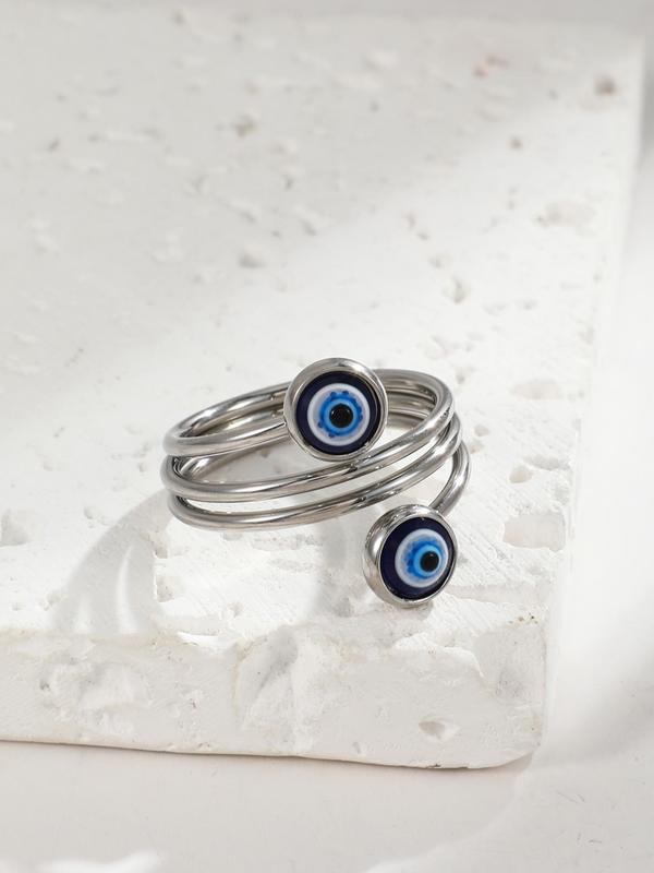 Women's Boho Street Trend Evil Eye Cuff Ring, Trendy Vintage Retro Cuff Ring, Gorgeous Fashionable Jewelry As Birthday Gift for Girlfriend