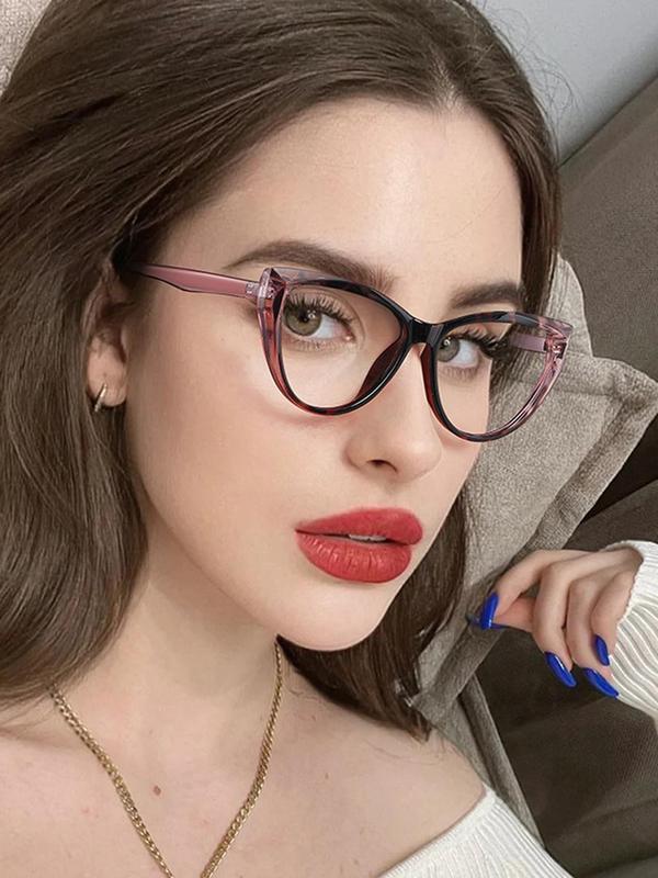 Women's Cat Eye Frame Eyeglasses, Personalized Eyeglasses for Women & Girls, Fashion Eyeglasses for Work, Daily Clothing Decor, Perfect for Student Daily Use