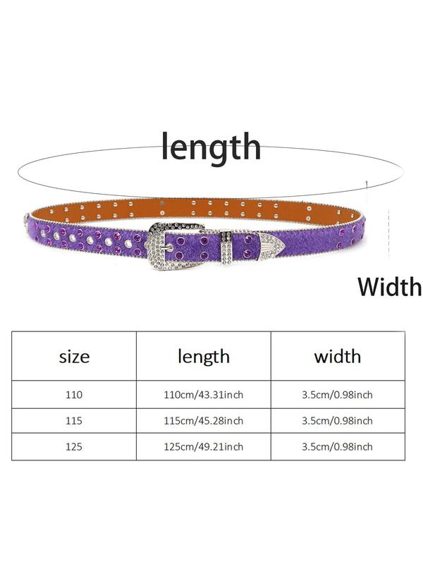 Fashion Colorblock Rhinestone Decor Belt, Punk Style Belt for Men & Women, Trendy All-match & Exquisite Belt for Daily & Party Clothing Decoration