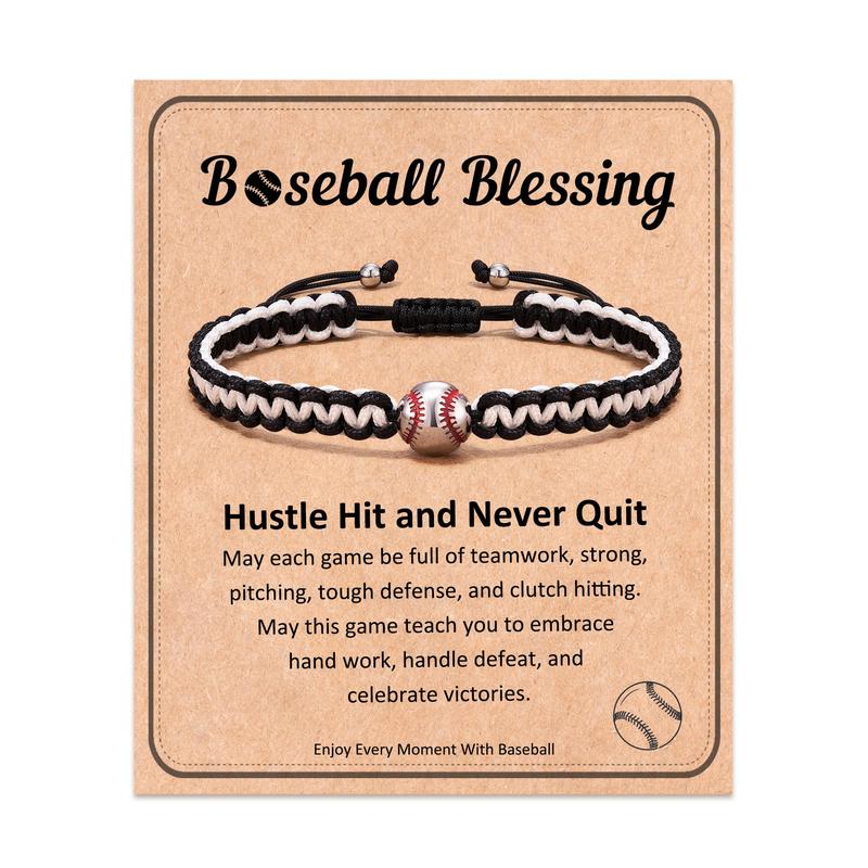 Baseball Bracelet, Adjustable Braided, Baseball Basketball Gifts for Teens, Teams, Son, Grandson Brother