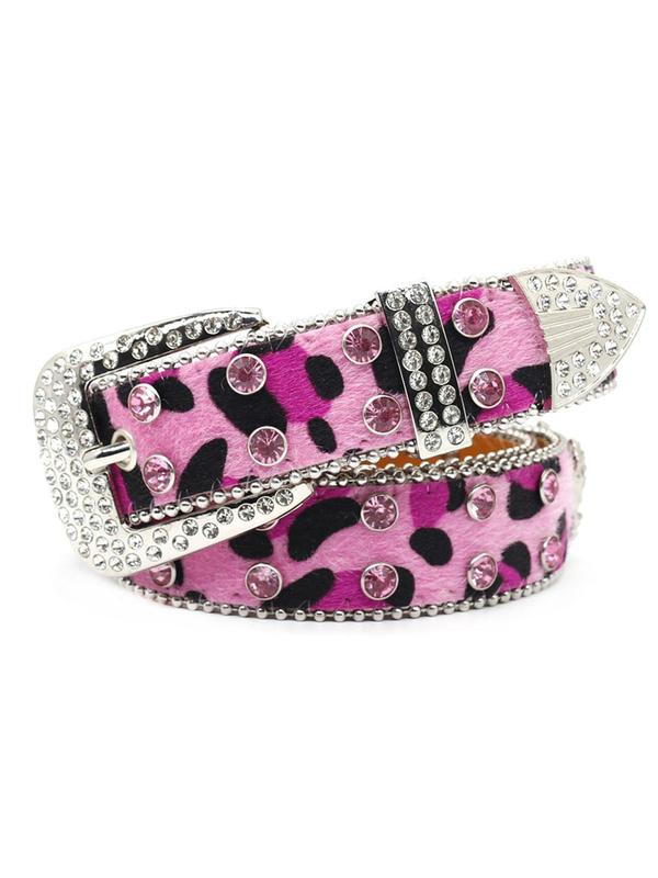 Fashion Colorblock Rhinestone Decor Belt, Punk Style Belt for Men & Women, Trendy All-match & Exquisite Belt for Daily & Party Clothing Decoration