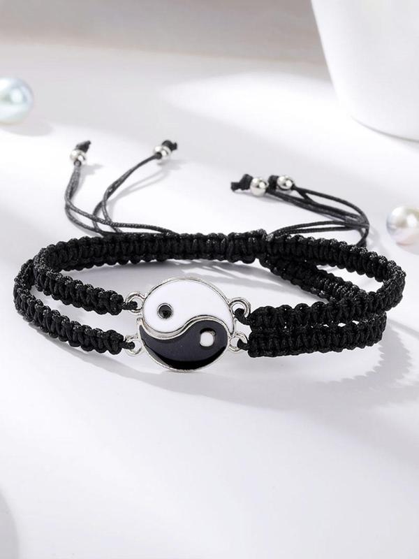 Yinyang Charm Braided Bracelet, Beaded Decor Pull Adjustable Summer Bracelet, Unisex Jewelry for Party, Daily Decor, Exquisite Jewelry for Birthday Gift for Fall 2024