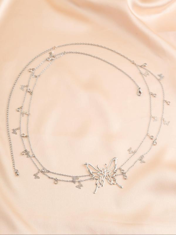 Women's Elegant Butterfly Design Waist Chain, Fashion Tiered Layered Body Jewelry for Party, Daily Decor, Trendy All-match & Exquisite Jewelry for Birthday Gift