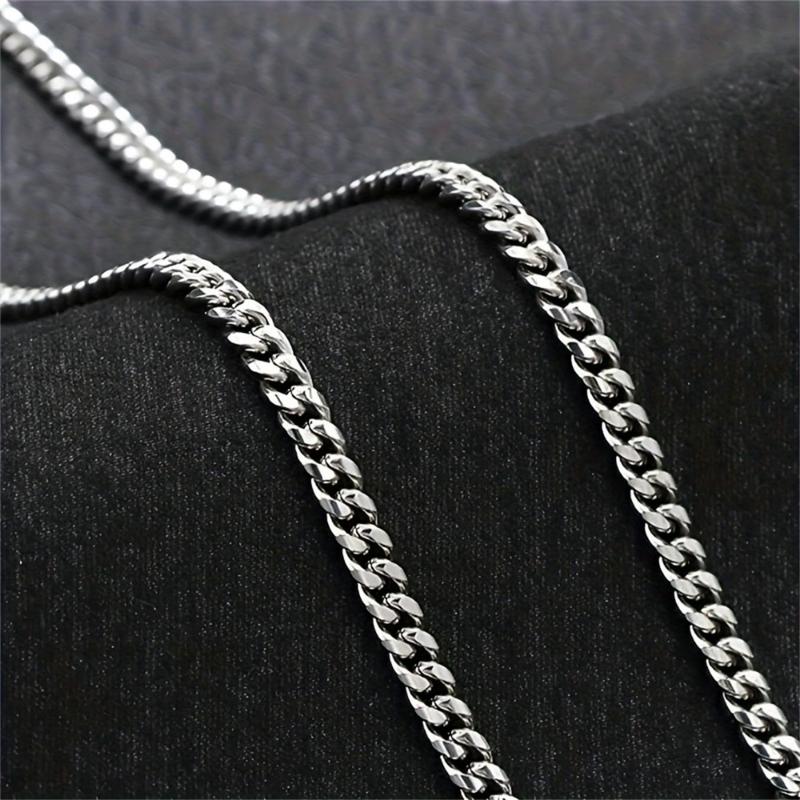 Chain Necklace with Gift Card & Gift Box, 1 Count Fashion Stainless Steel Necklace, Hip-hop Punk Rock NK Chain Gift for Men, Party Gift for Boyfriend