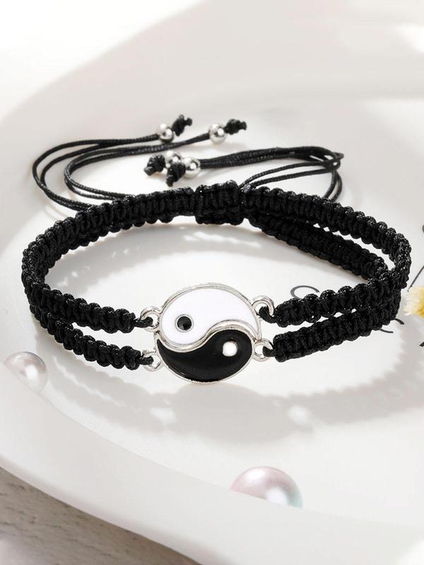 Yinyang Charm Braided Bracelet, Beaded Decor Pull Adjustable Summer Bracelet, Unisex Jewelry for Party, Daily Decor, Exquisite Jewelry for Birthday Gift for Fall 2024