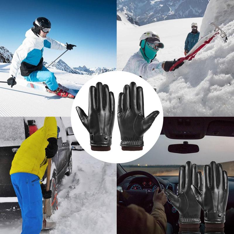 1 Pair Winter Warm Driving Gloves, Touch Screen Thermal Gloves, Solid Color Gloves for Men & Women