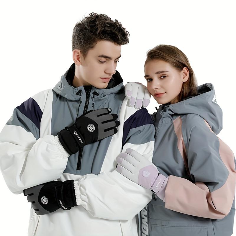 Winter Couple Ski Gloves Thickened Warm Gloves Adjustable Closure Non-slip Touch Screen Gloves Outdoor Cycling Waterproof Cold Proof Gloves