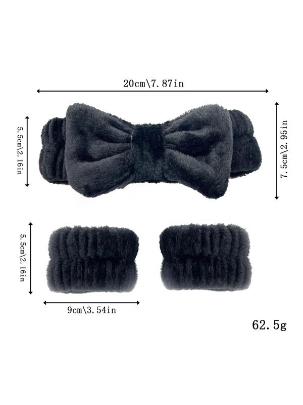 Cute Bow Decor Hair Band & Soft Plush Waist Band for Girls Hairstyles, Water Absorbent Skin Care Set for Women & Girls, Fashion Summer 2024 Hair Accessories for Daily Shower Wear Wash Face Makeup