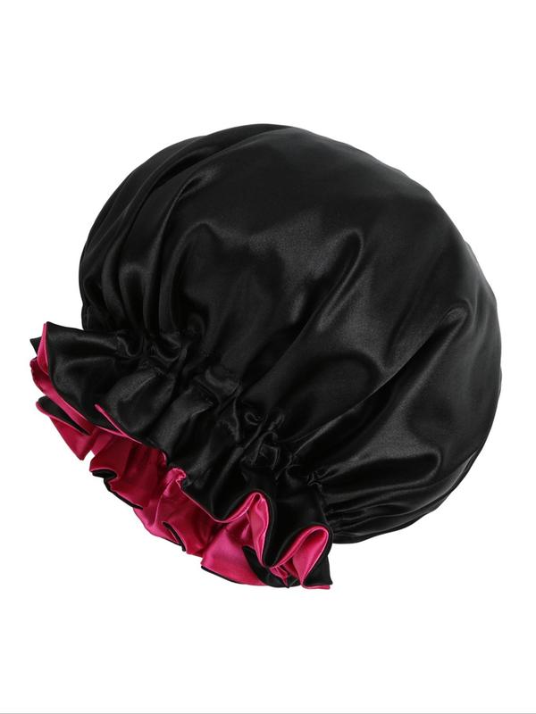 Summer Solid Color Double Layer Sleep Bonnet, Soft Comfortable Sleep Hat for Women, Breathable Satin Bonnet for Sleeping, Hair Protection Cap for Women