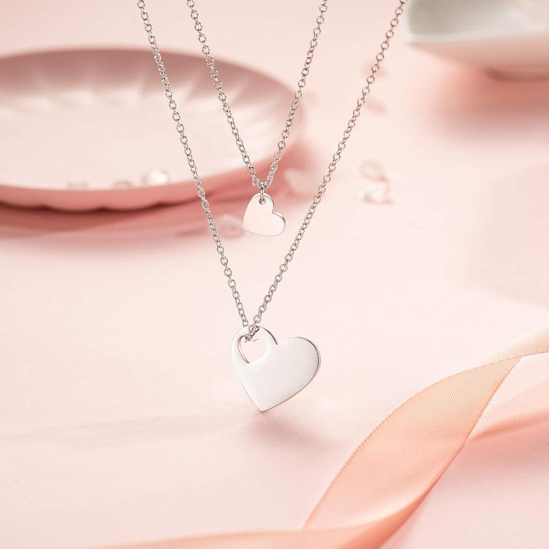 2 3pcs Mother Daughter Necklace Set Matching Heart Jewelry Mom Gifts