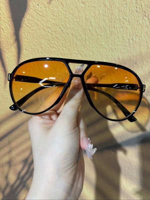 Women's Vintage Top Bar Oversized Frame Sunglasses, Trendy Casual Sunglasses for Everyday Use, Fashion Accessories for Outdoor Activities