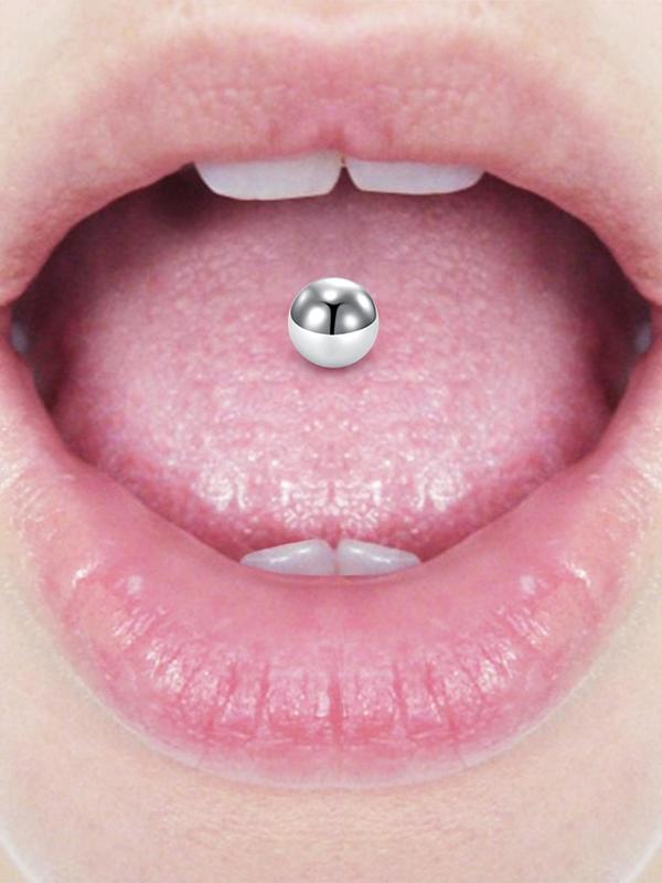 4 Pairs 12 14 16 18mm Multiple Size Simple Plain Stainless Steel Tongue Ring, Body Piercing Jewelry for Men & Women, Fashion Accessory