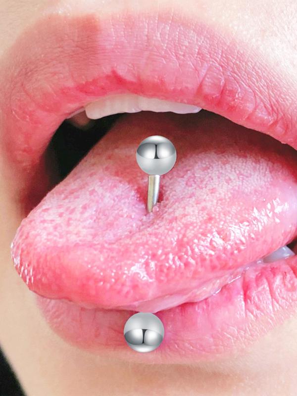 4 Pairs 12 14 16 18mm Multiple Size Simple Plain Stainless Steel Tongue Ring, Body Piercing Jewelry for Men & Women, Fashion Accessory